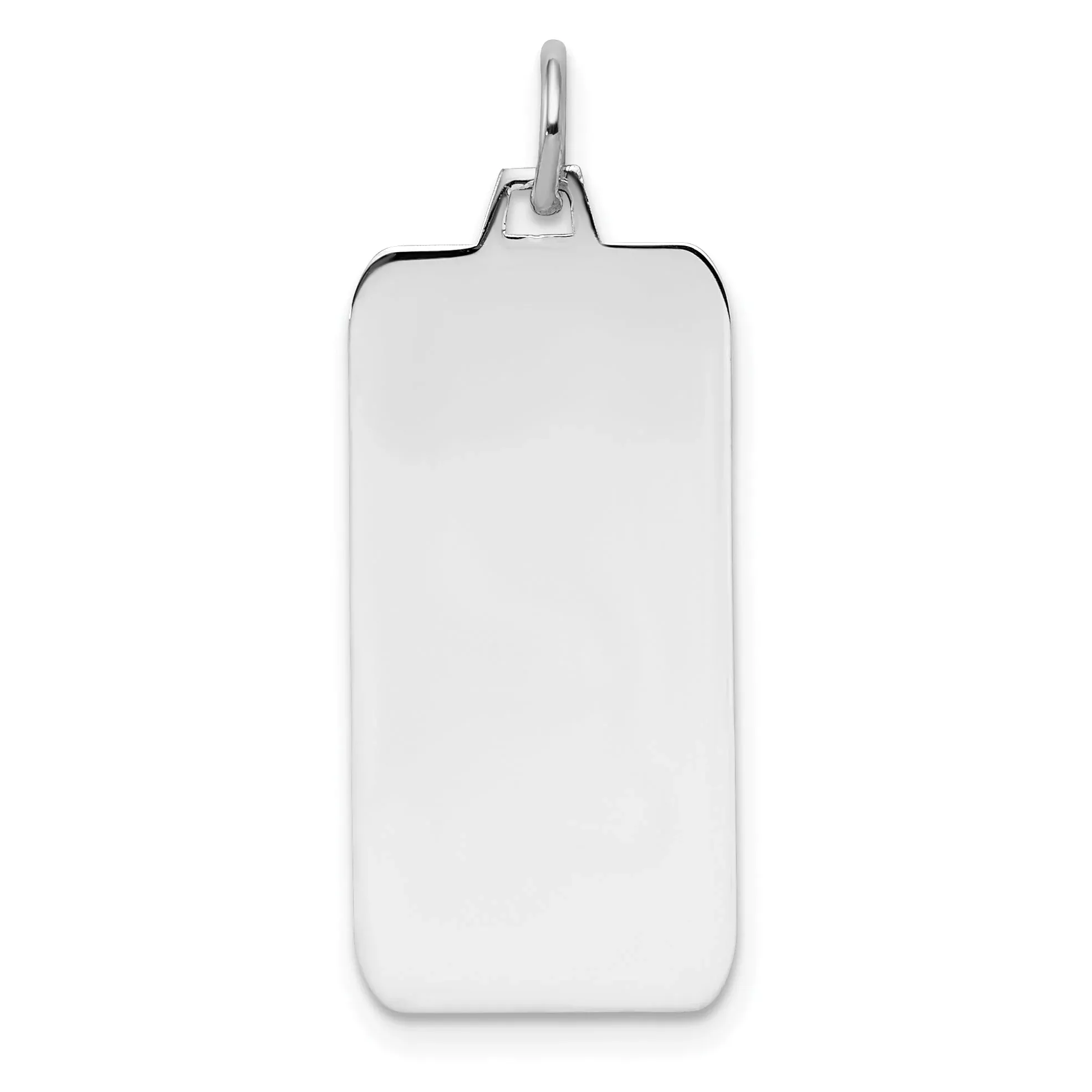 Sterling Silver Rhod-Plate Eng. Rect. Polish Front /Satin Back Disc Charm
