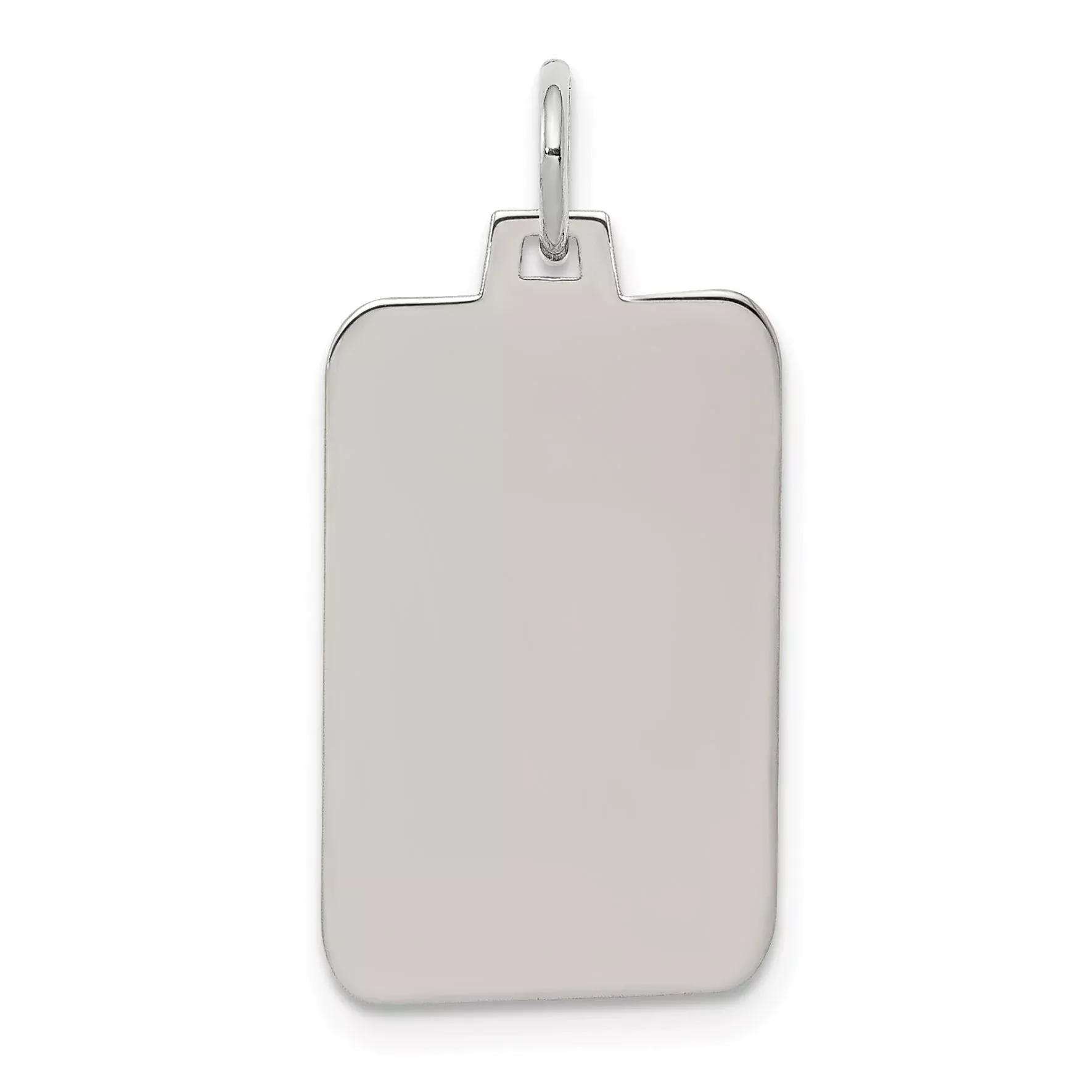 Sterling Silver Rhod.-Plated Eng. Rect. Polish Front /Satin Back Disc Charm