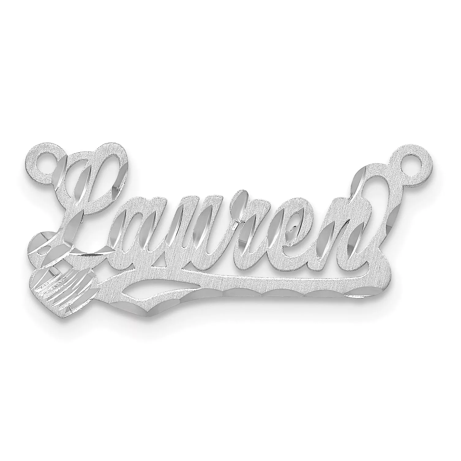 Sterling Silver/Rhod-plated Satin Diamond-cut Heart Name Plate