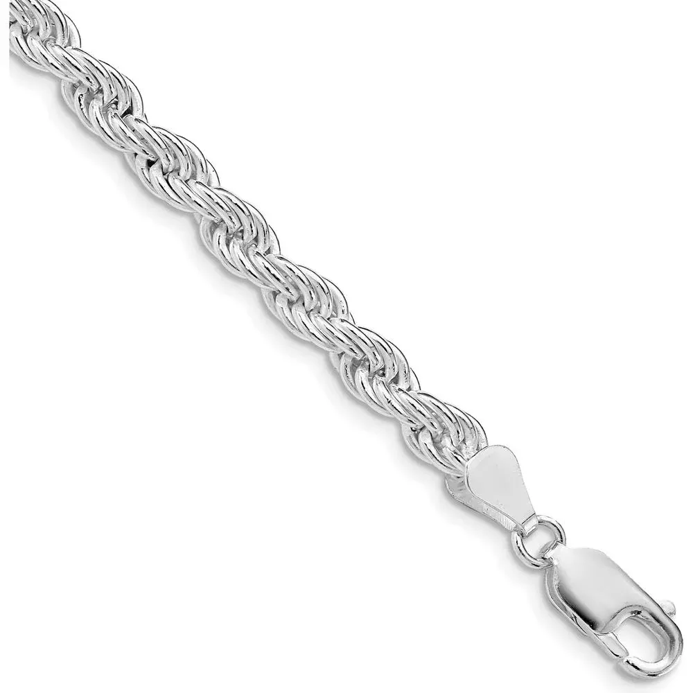 Sterling Silver Rhodium-Plated 22" 5mm Solid Rope Chain with Lobster Clasp by Lumare Gioia