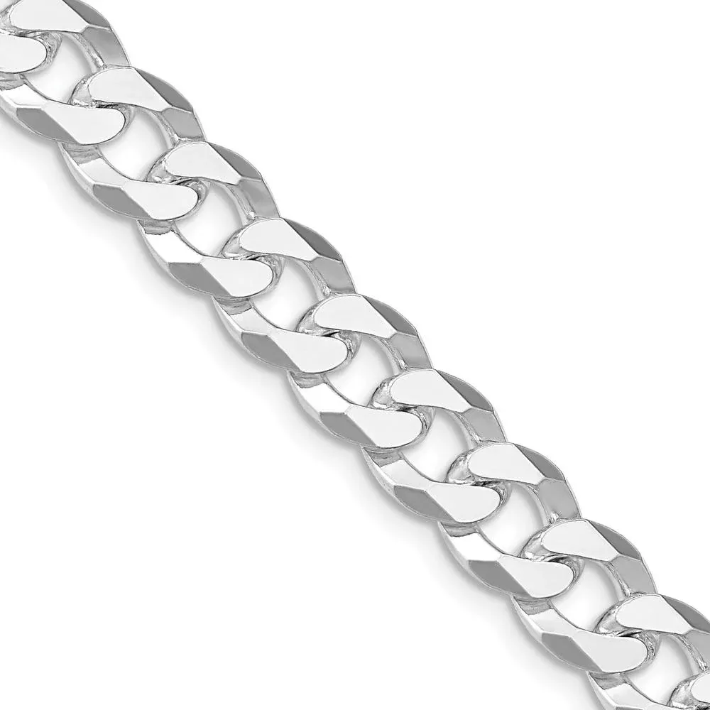 Sterling Silver Rhodium-Plated 22" Beveled Curb Chain - 8.5mm Width by Lumare Gioia