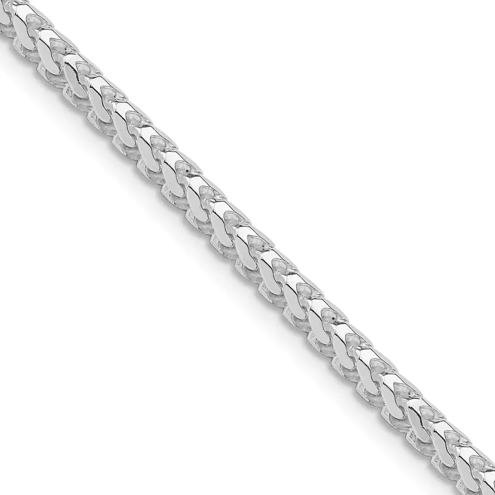 Sterling Silver Rhodium-Plated 30" Diamond-Cut Square Franco Chain - 3.1mm Width by Lumare Gioia