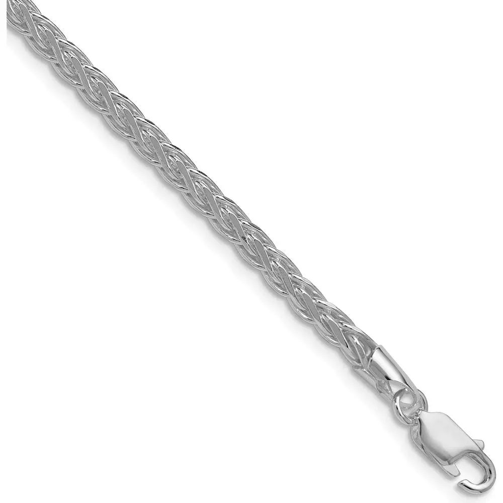 Sterling Silver Rhodium-Plated 30" Diamond-Cut Square Spiga Chain by Lumare Gioia