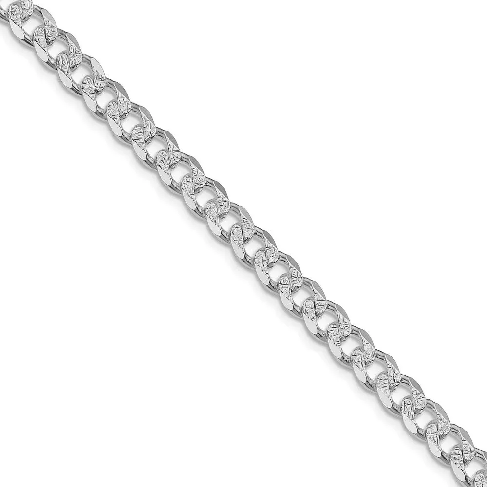 Sterling Silver Rhodium-Plated 30" Pave Curb Chain Necklace - 7mm Width by Lumare Gioia