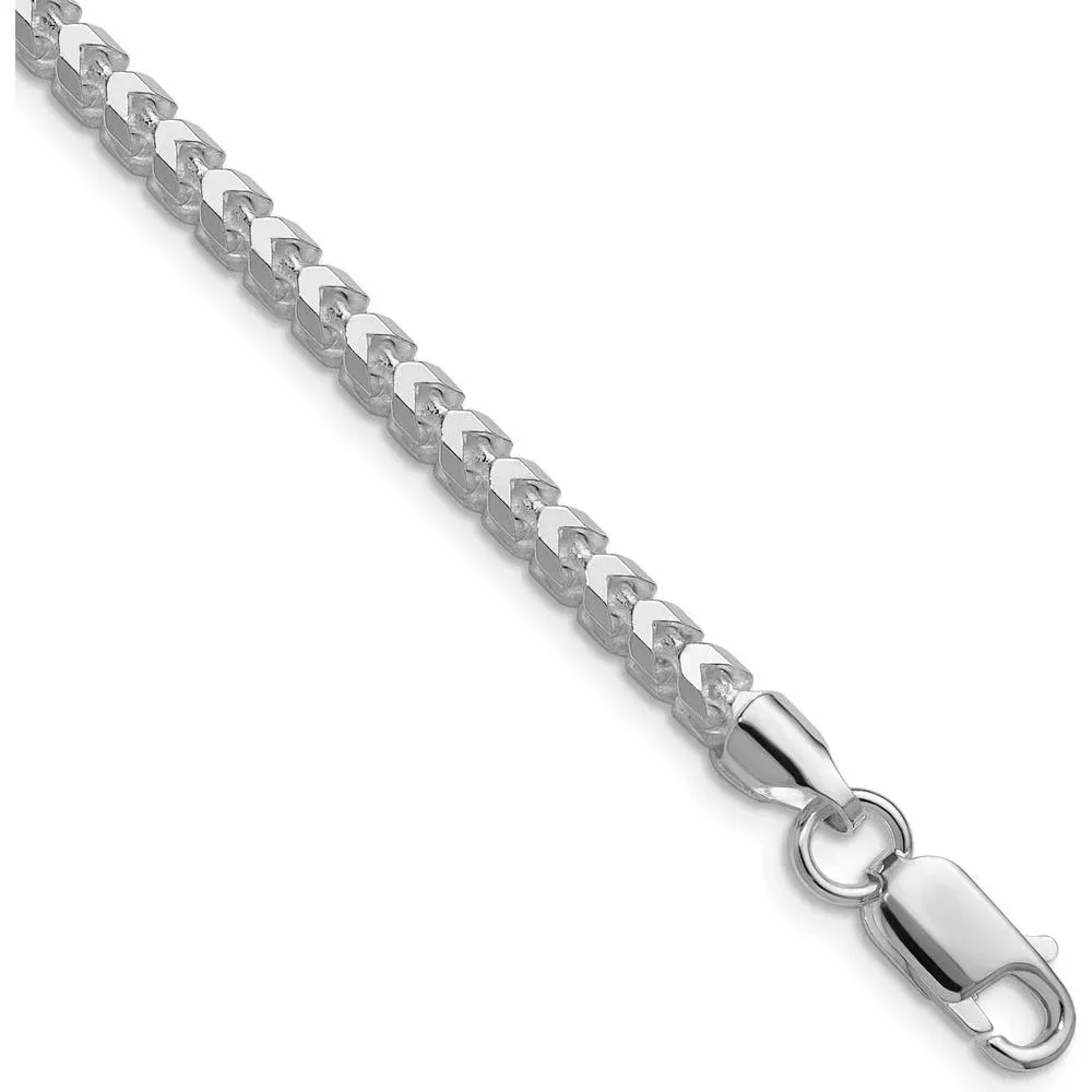 Sterling Silver Rhodium-Plated 4mm Diamond-Cut Square Franco Chain - 18" by Lumare Gioia