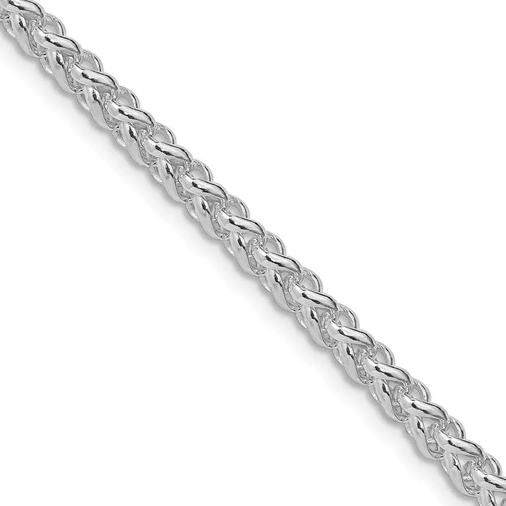 Sterling Silver Rhodium-Plated 4mm Round Spiga Chain Necklace - 20" by Lumare Gioia