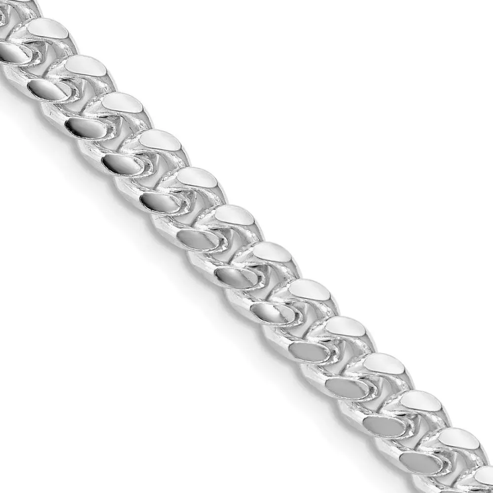 Sterling Silver Rhodium-Plated 5mm Diamond-Cut Curb Chain Necklace - 18" Length by Lumare Gioia