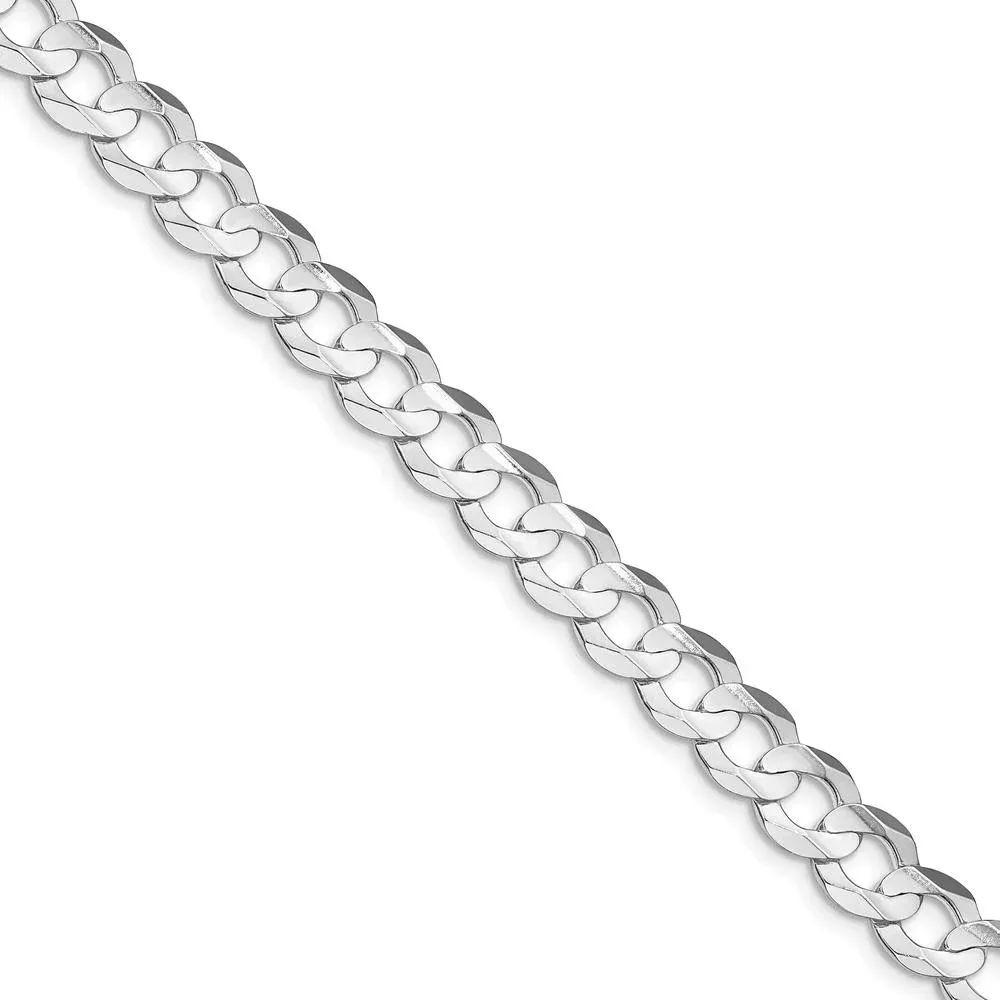 Sterling Silver Rhodium-Plated 7.8mm Concave Beveled Curb Chain - 18" by Lumare Gioia