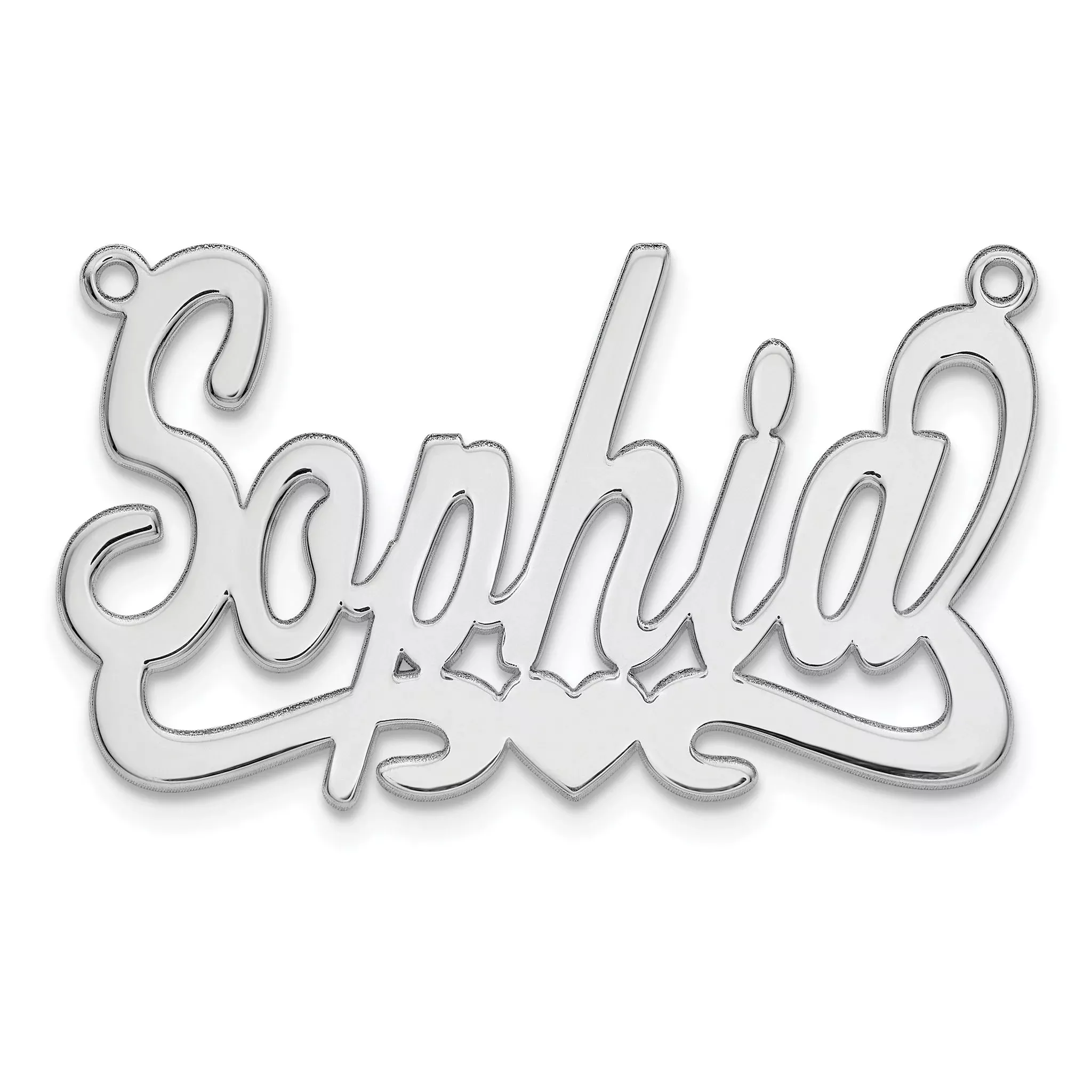 Sterling Silver/Rhodium-plated Heart Name Plate