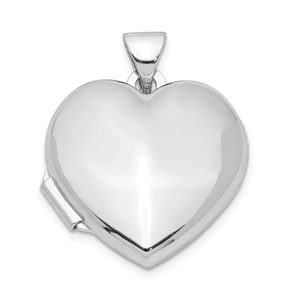 Sterling Silver Rhodium-Plated Polished 18mm Heart Locket