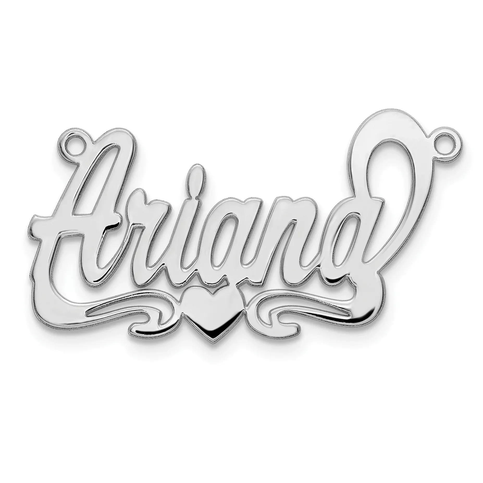 sterling Silver/Rhodium-plated Polished Heart Name Plate