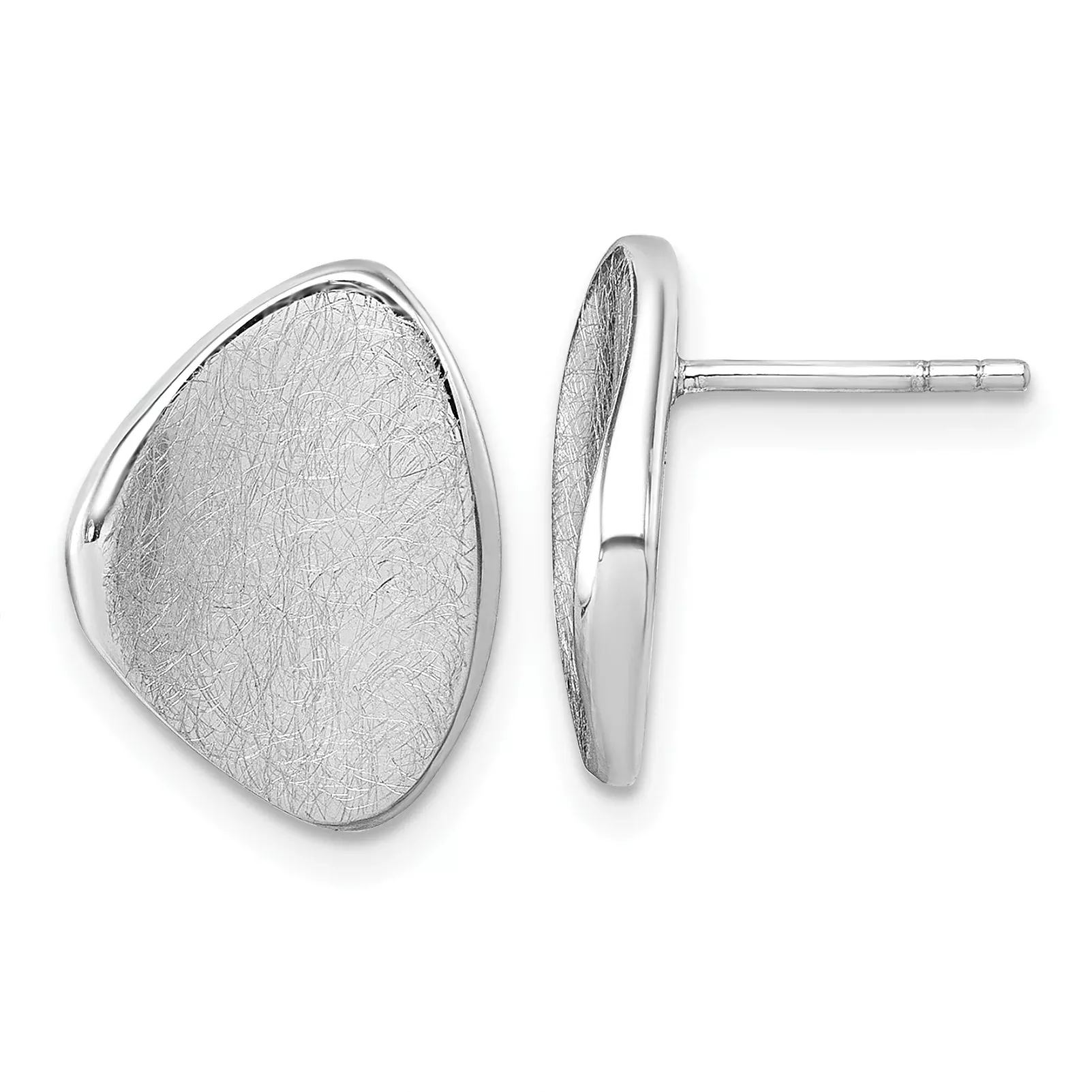 Sterling Silver Rhodium-plated Scratch Finish Fancy Abstract Post Earrings
