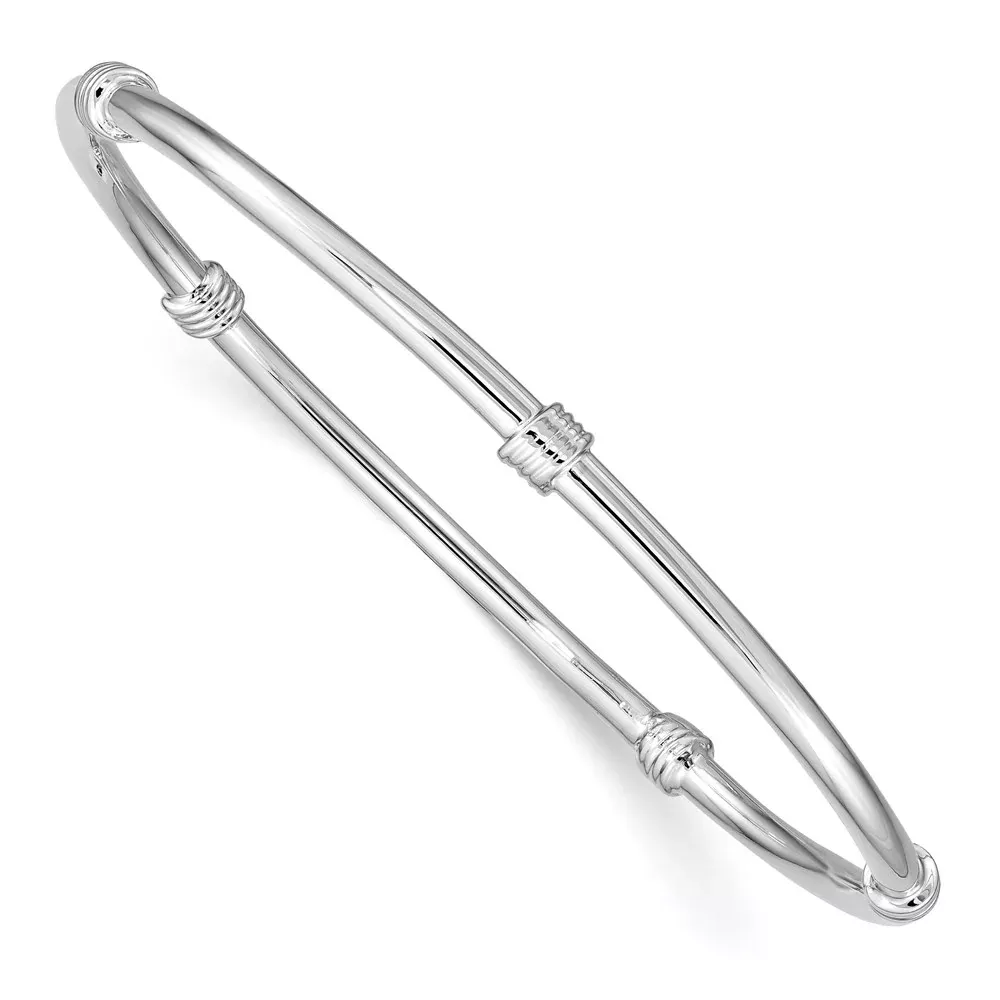 Sterling Silver Rhodium-Plated Slip-On Bangle