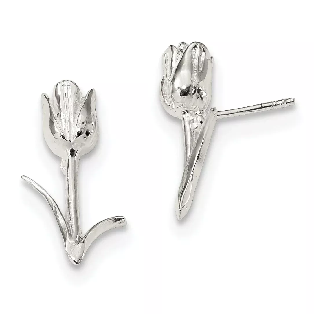 Sterling Silver Rose Post Earrings