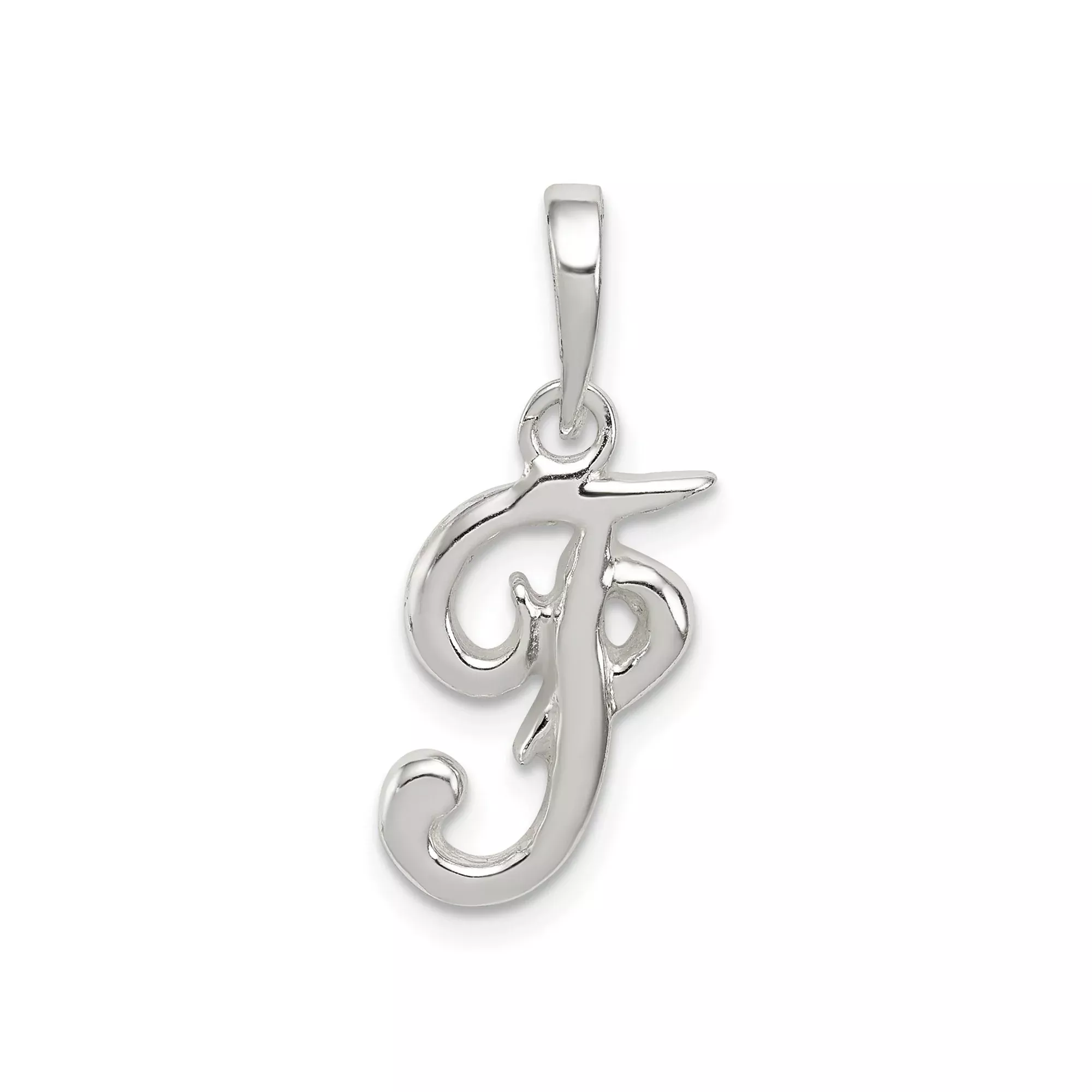 Sterling Silver Script Letter J Pendant, Cursive Initial Charm for Women