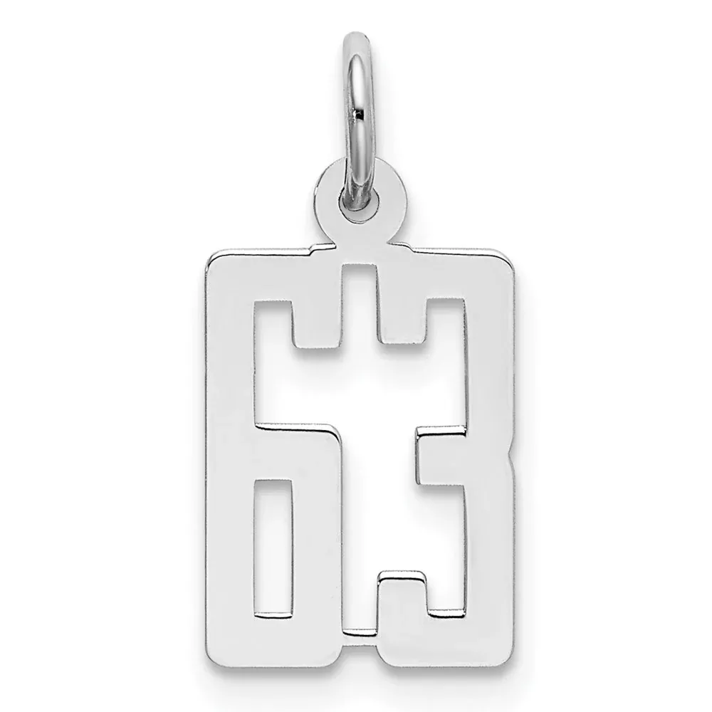 Sterling Silver Silver/Rhodium-Plated Elongated Number 63 Charm