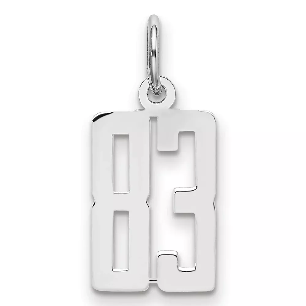 Sterling Silver Silver/Rhodium-Plated Elongated Number 83 Charm
