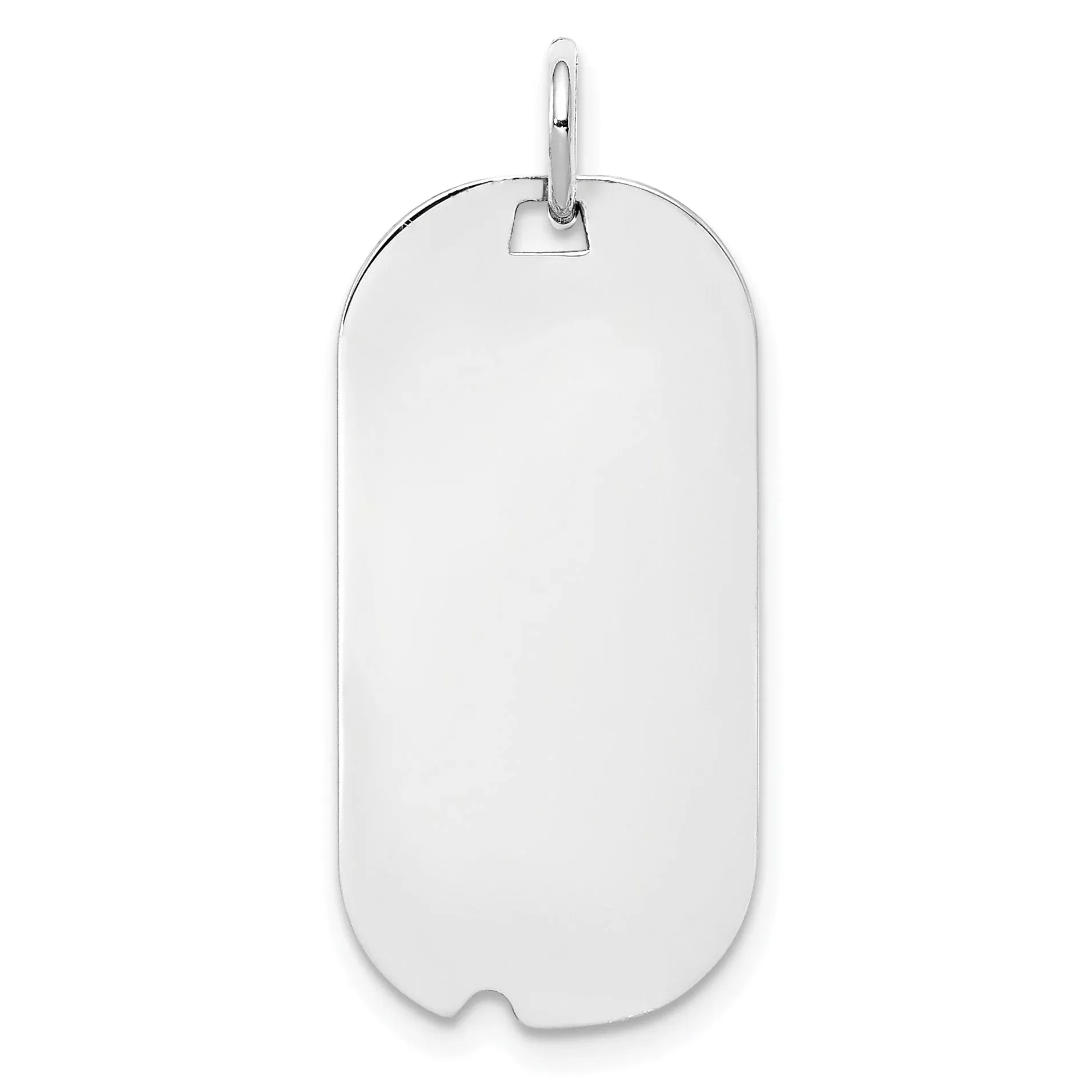 Sterling Silver Ss Rh-Plt Engraveable Dog Tag Polished Front /Satin Back Disc Charm