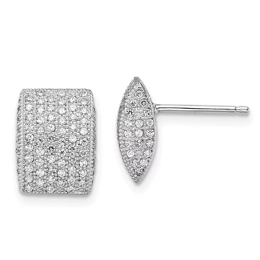 Sterling Silver Ss Rhodium-Plated Cz Brilliant Embers Post Earrings