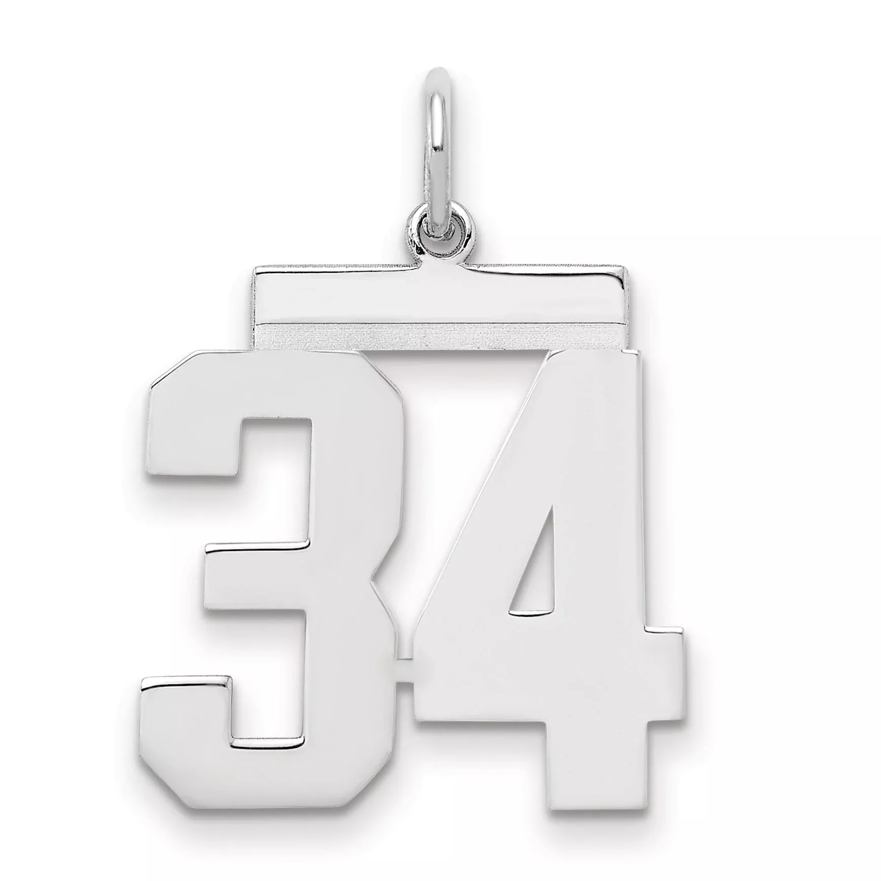Sterling Silver Sterling/Silver Rhodium-Plated Polished Number 34 Charm