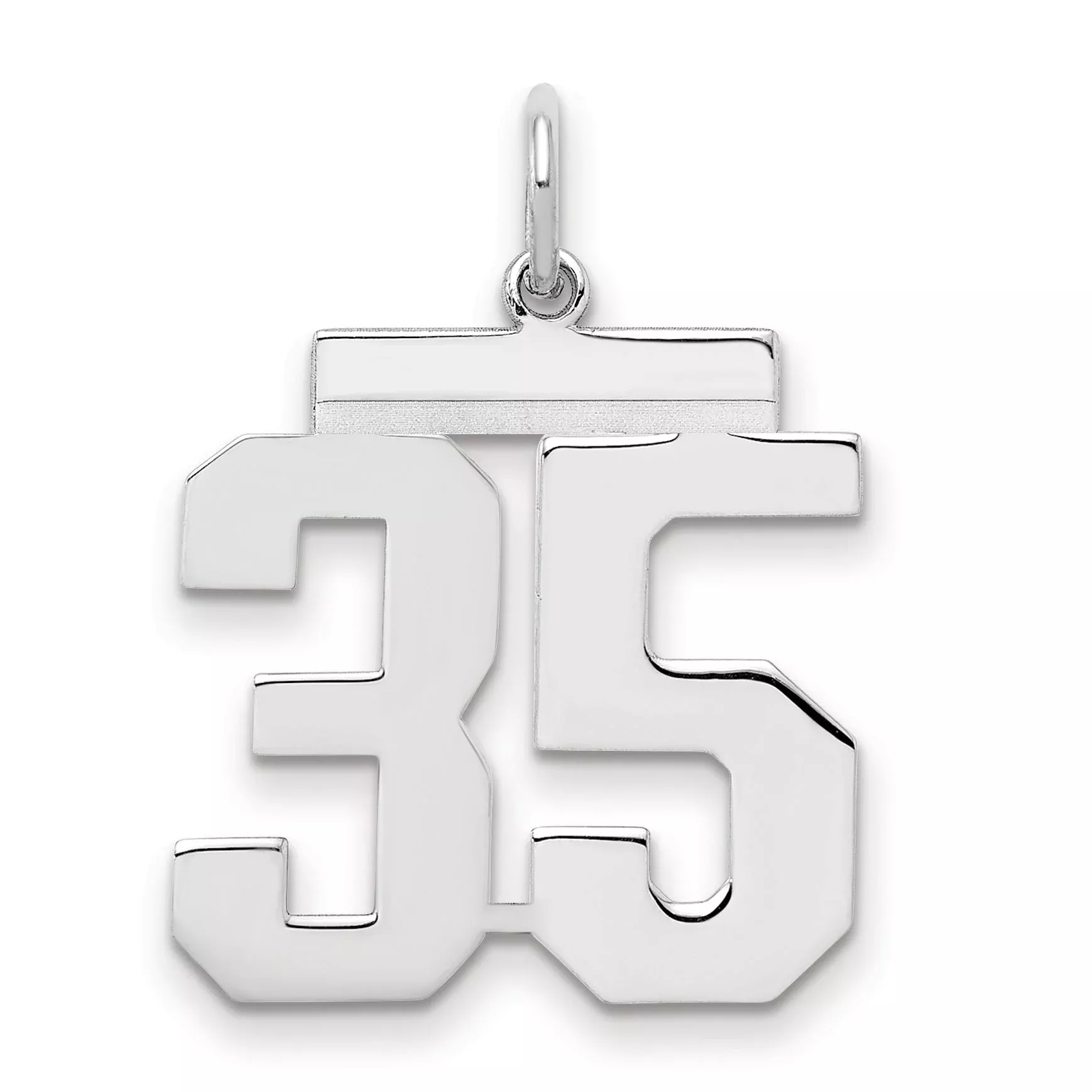 Sterling Silver Sterling/Silver Rhodium-Plated Polished Number 35 Charm