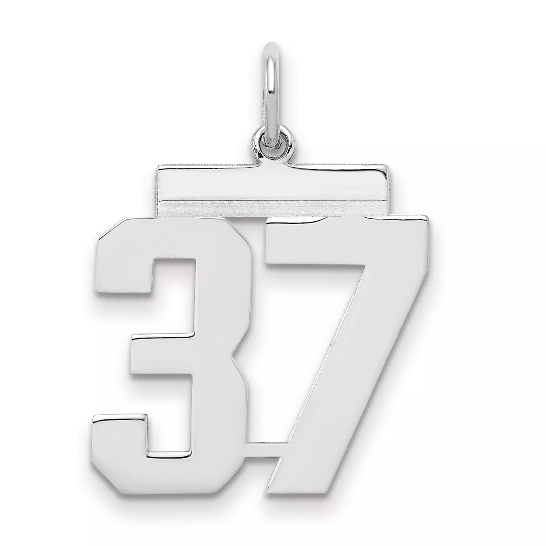 Sterling Silver Sterling/Silver Rhodium-Plated Polished Number 37 Charm