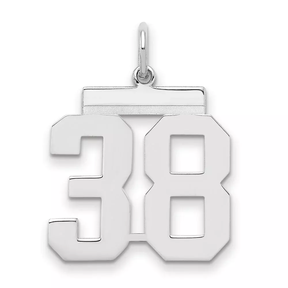 Sterling Silver Sterling/Silver Rhodium-Plated Polished Number 38 Charm