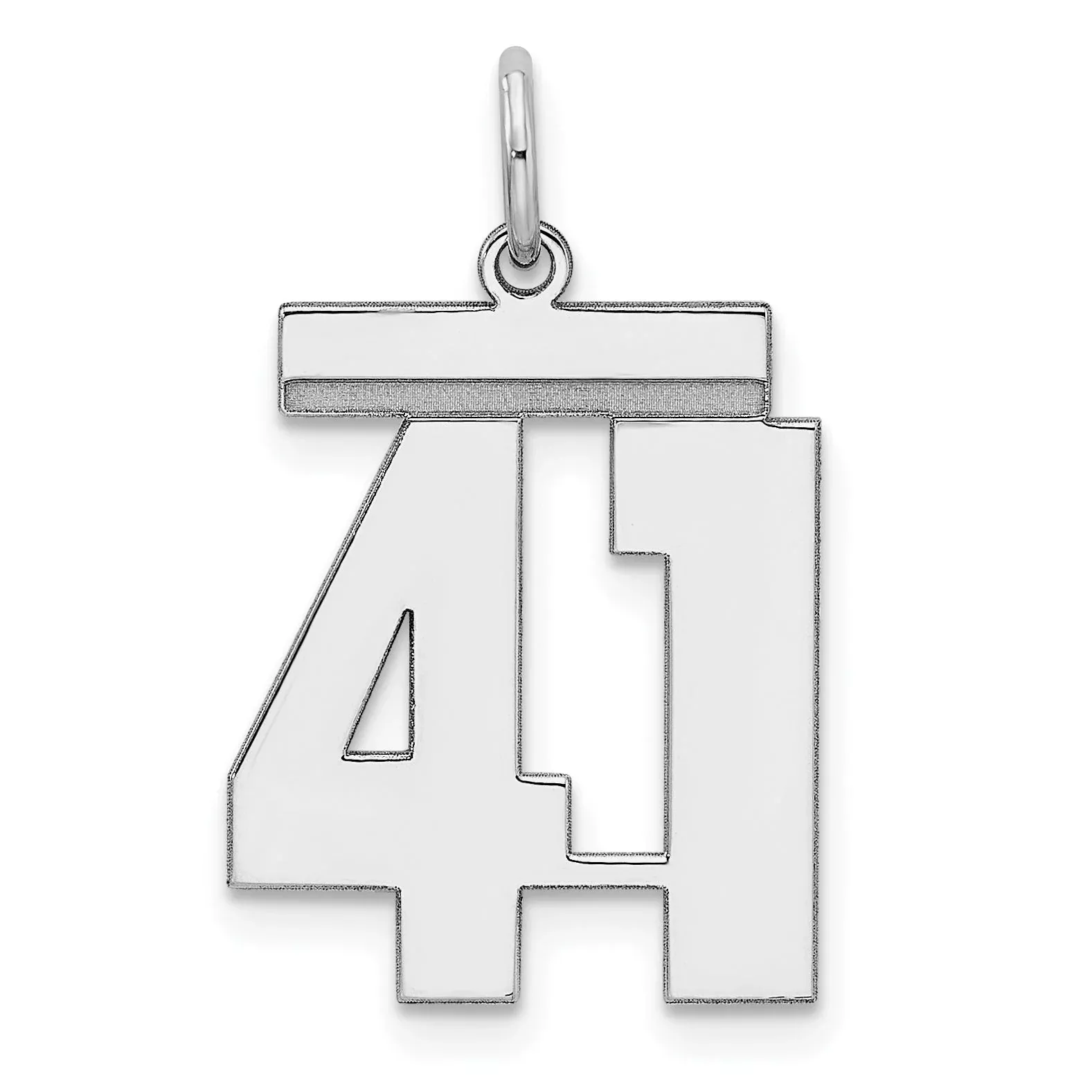 Sterling Silver Sterling/Silver Rhodium-Plated Polished Number 41 Charm