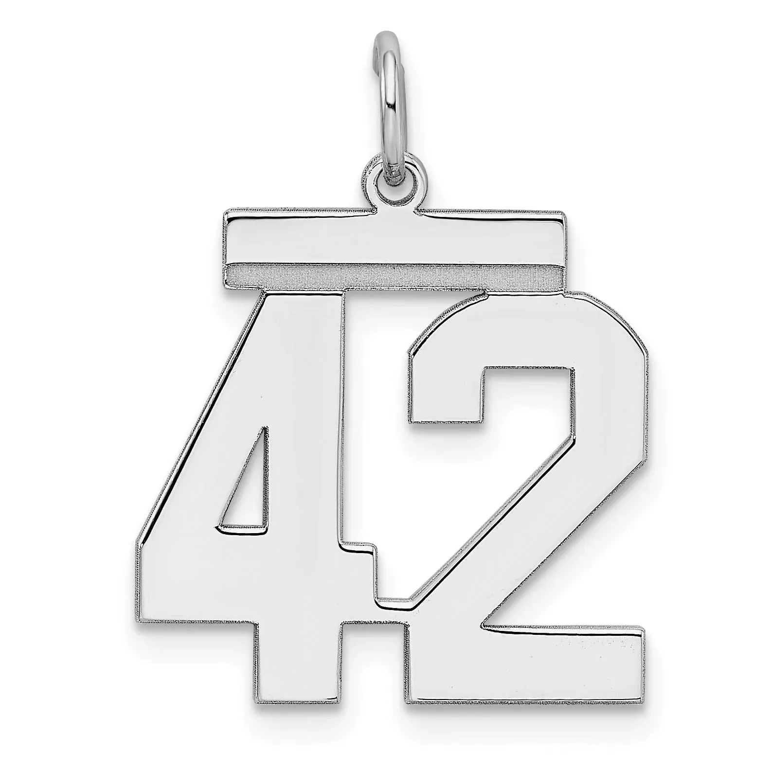 Sterling Silver Sterling/Silver Rhodium-Plated Polished Number 42 Charm