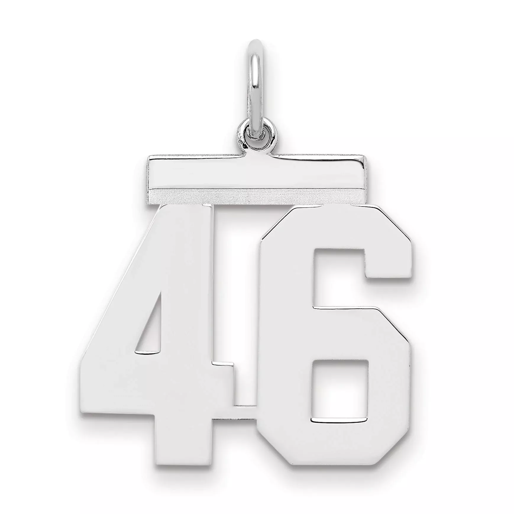 Sterling Silver Sterling/Silver Rhodium-Plated Polished Number 46 Charm