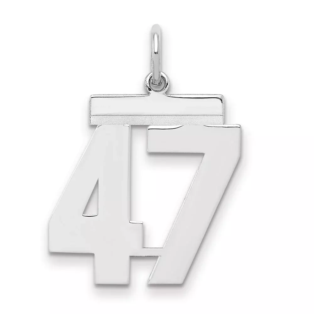Sterling Silver Sterling/Silver Rhodium-Plated Polished Number 47 Charm