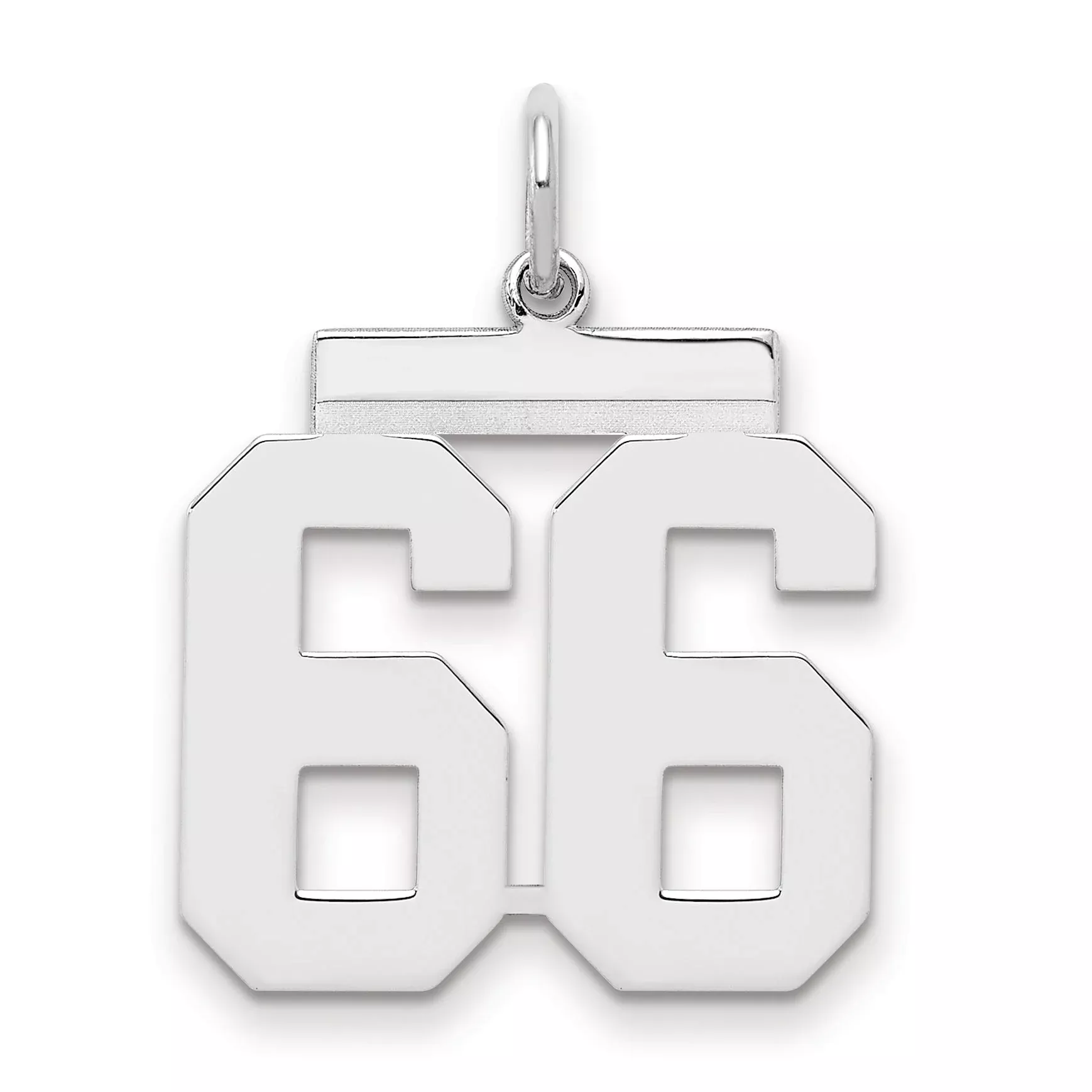 Sterling Silver Sterling/Silver Rhodium-Plated Polished Number 66 Charm