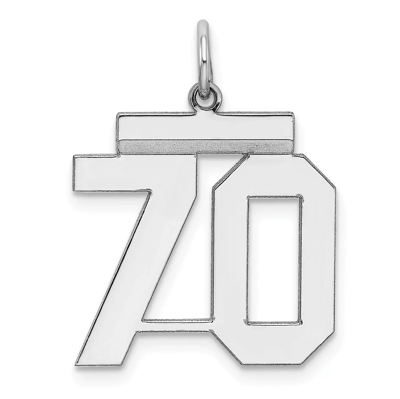 Sterling Silver Sterling/Silver Rhodium-Plated Polished Number 70 Charm