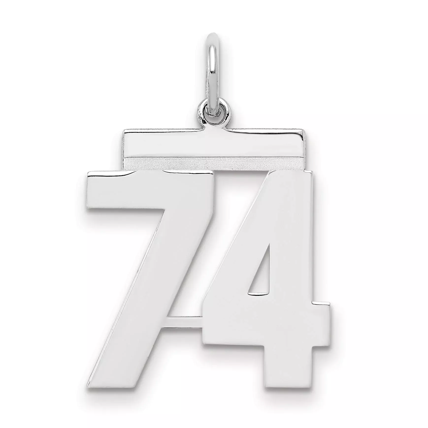 Sterling Silver Sterling/Silver Rhodium-Plated Polished Number 74 Charm