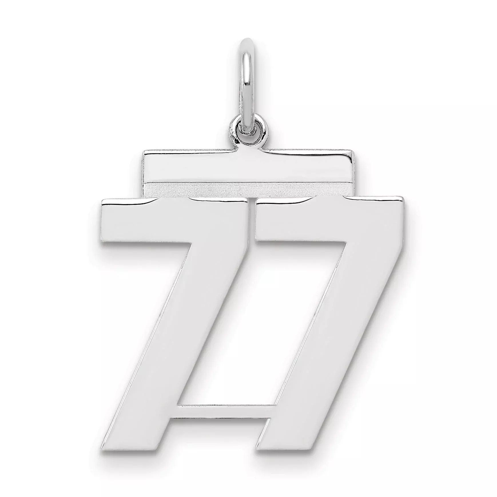 Sterling Silver Sterling/Silver Rhodium-Plated Polished Number 77 Charm
