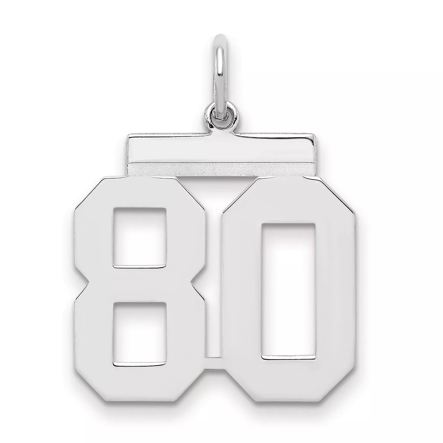 Sterling Silver Sterling/Silver Rhodium-Plated Polished Number 80 Charm