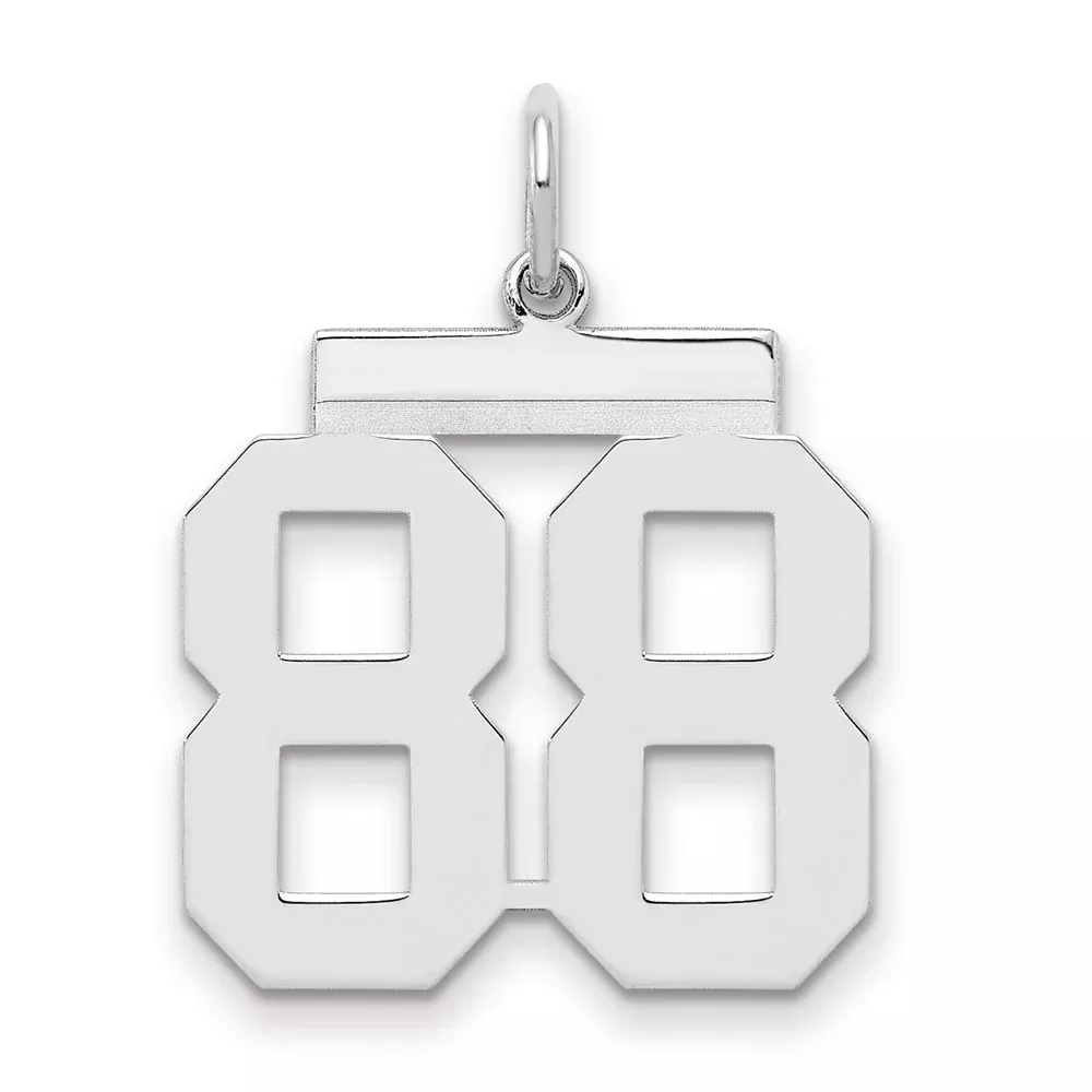 Sterling Silver Sterling/Silver Rhodium-Plated Polished Number 88 Charm