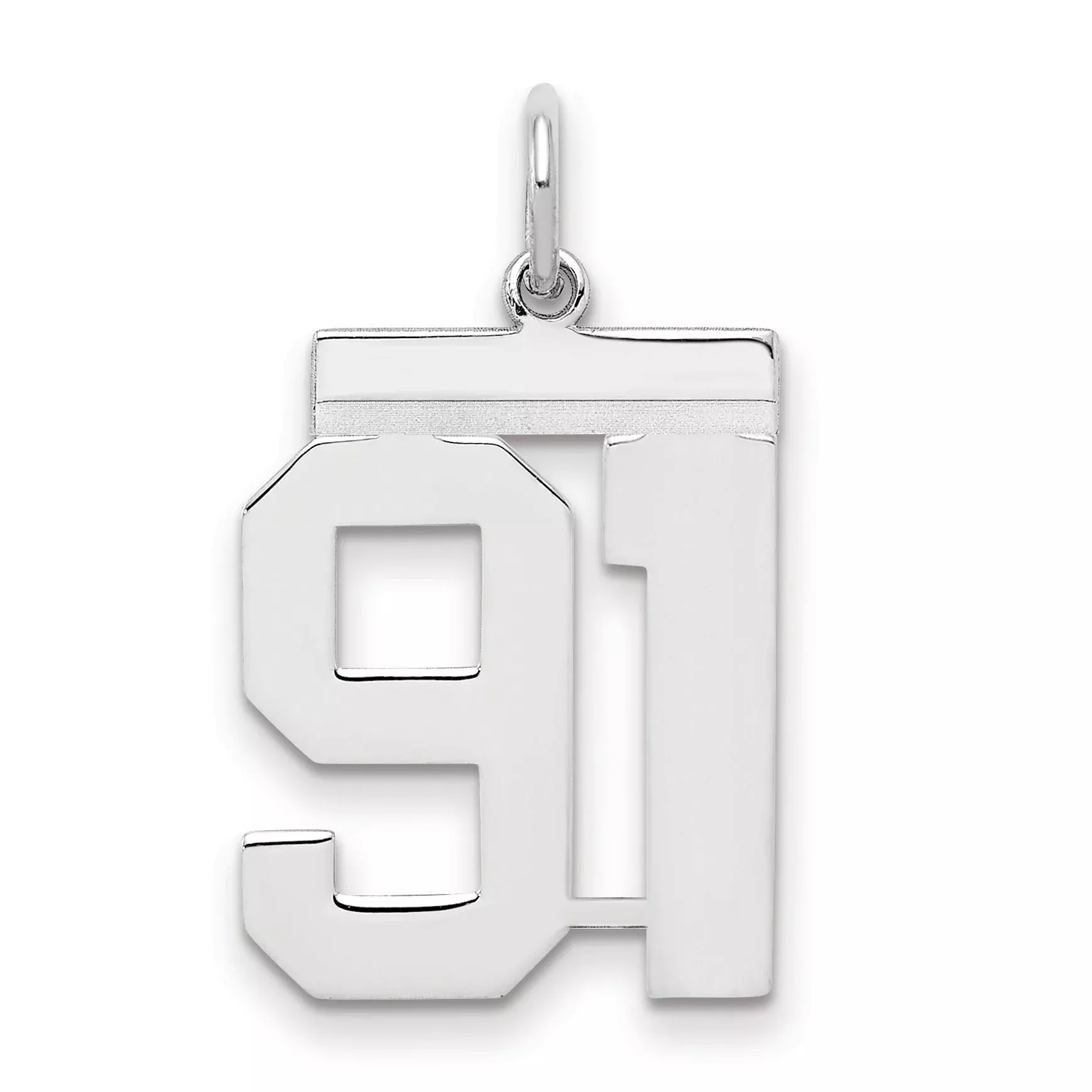Sterling Silver Sterling/Silver Rhodium-Plated Polished Number 91 Charm