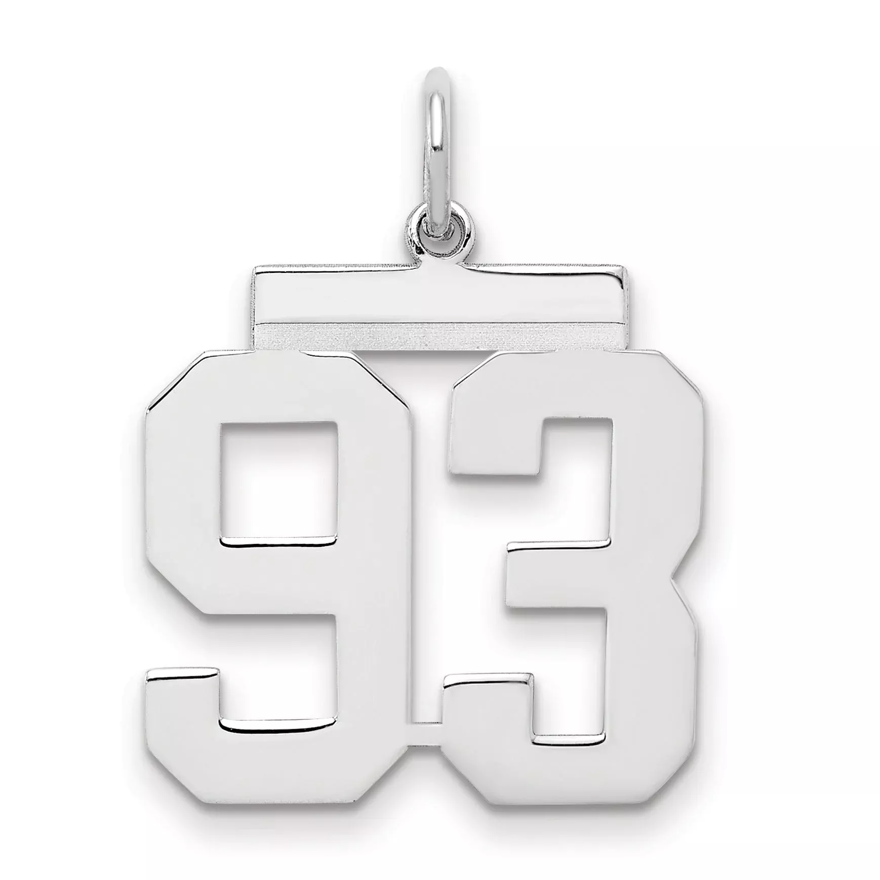 Sterling Silver Sterling/Silver Rhodium-Plated Polished Number 93 Charm