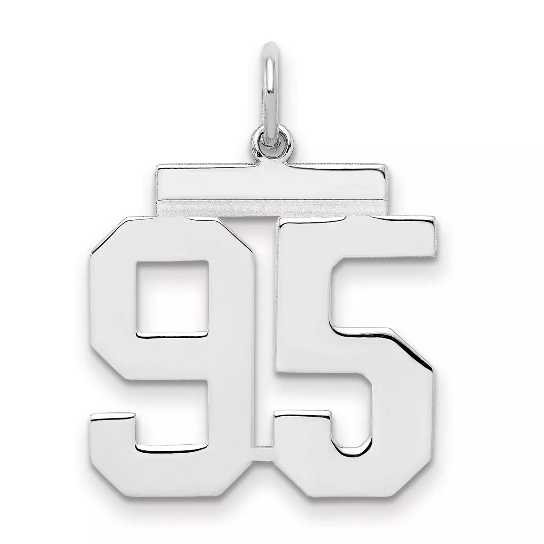 Sterling Silver Sterling/Silver Rhodium-Plated Polished Number 95 Charm
