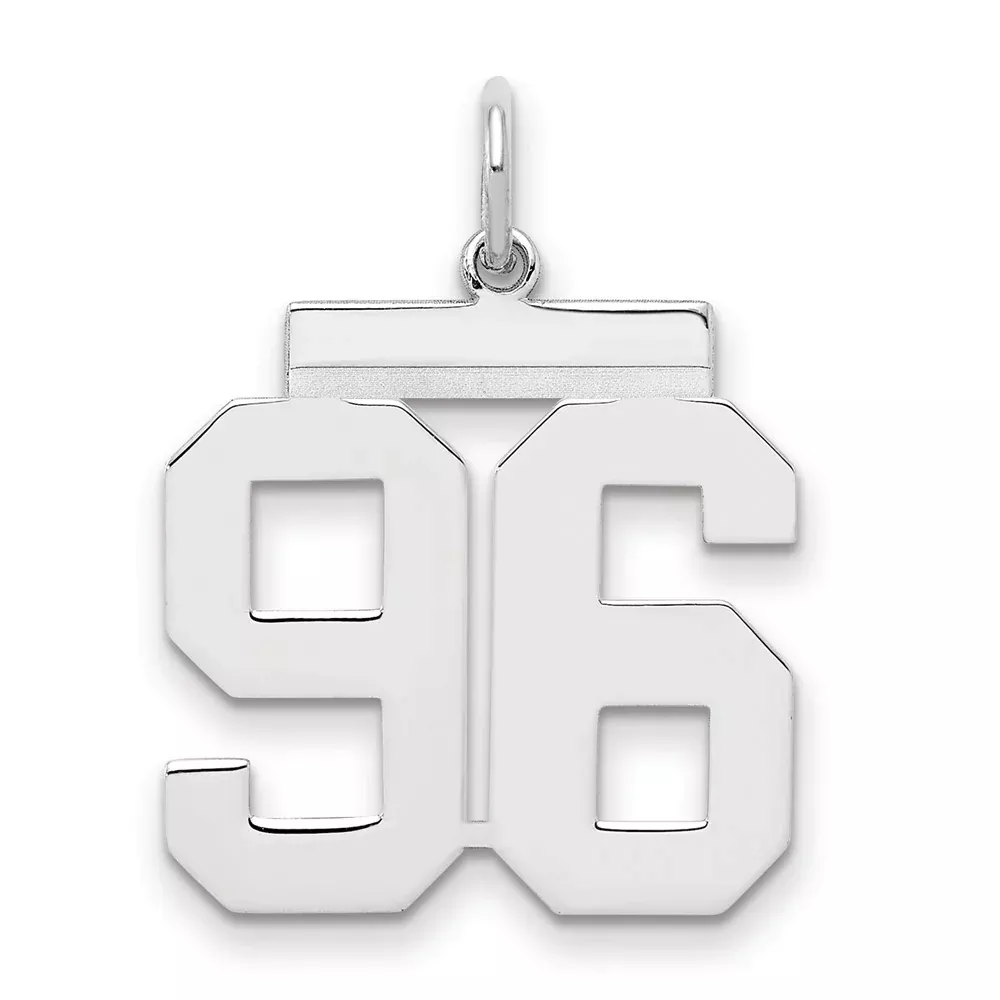 Sterling Silver Sterling/Silver Rhodium-Plated Polished Number 96 Charm