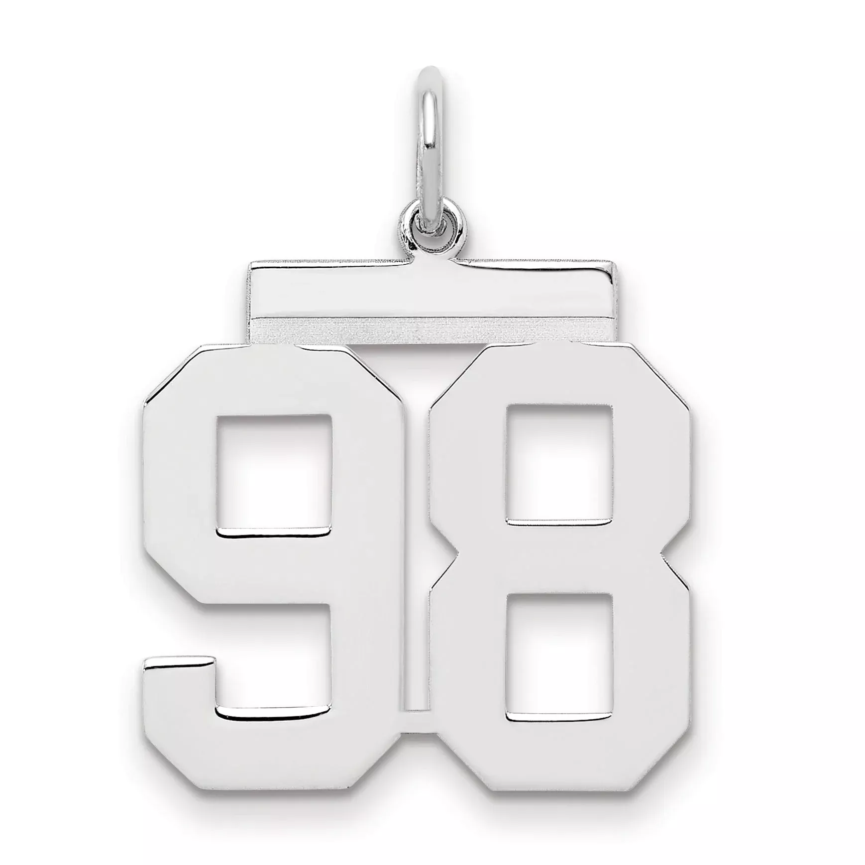 Sterling Silver Sterling/Silver Rhodium-Plated Polished Number 98 Charm