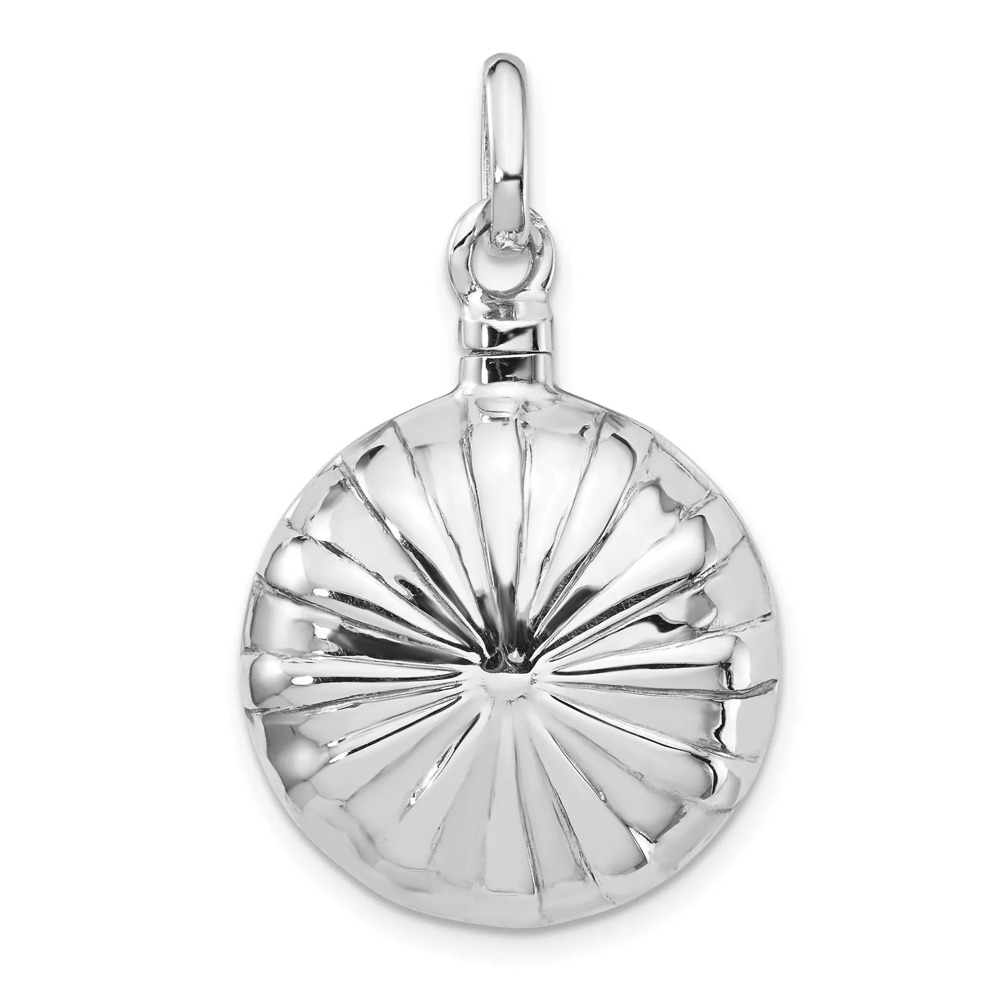 Sterling Silver Sunburst Locket Pendant, Round Radiant Design Keepsake Charm for Women