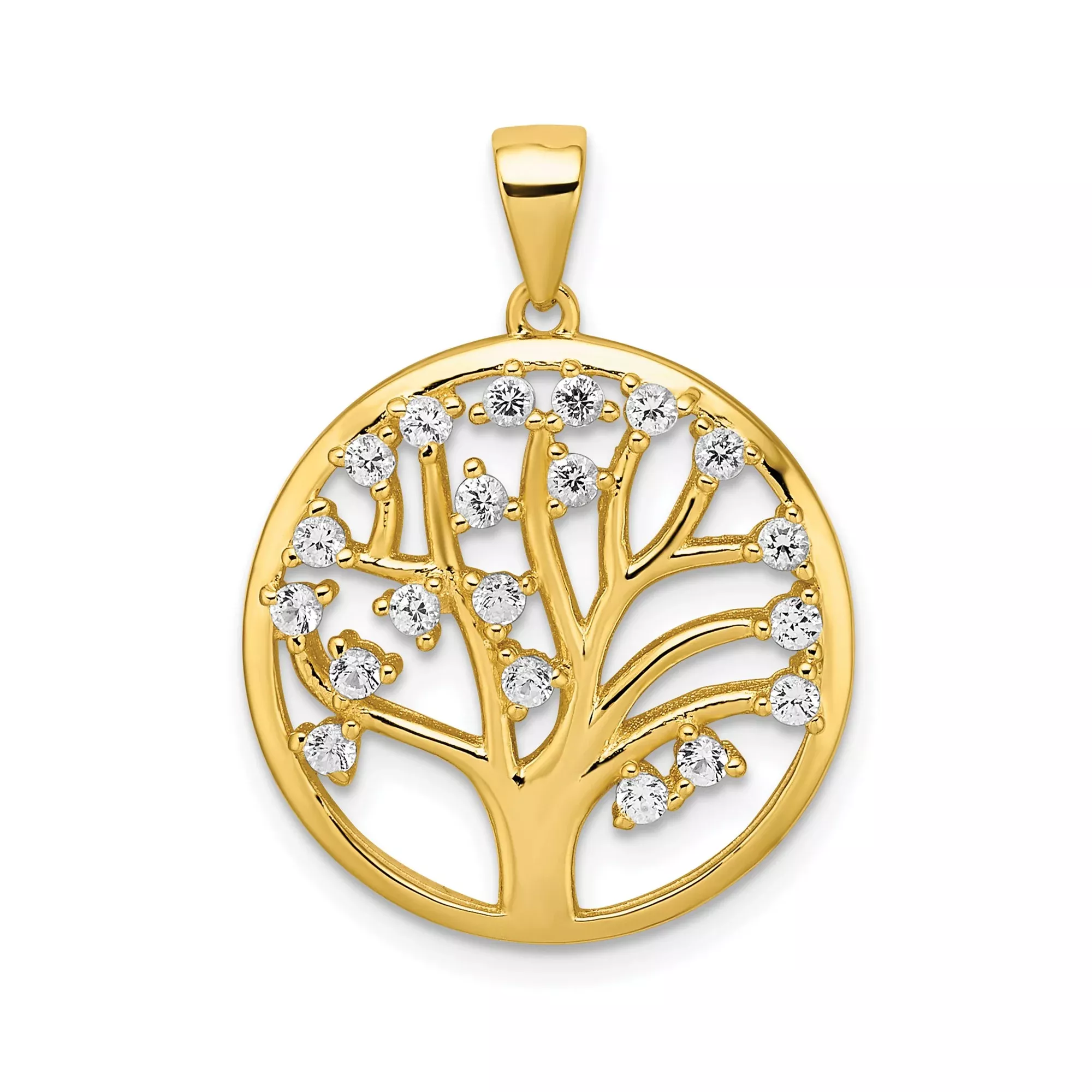 Sterling Silver Tree of Life Pendant with Lab Created Sapphire and Cubic Zirconia Accents