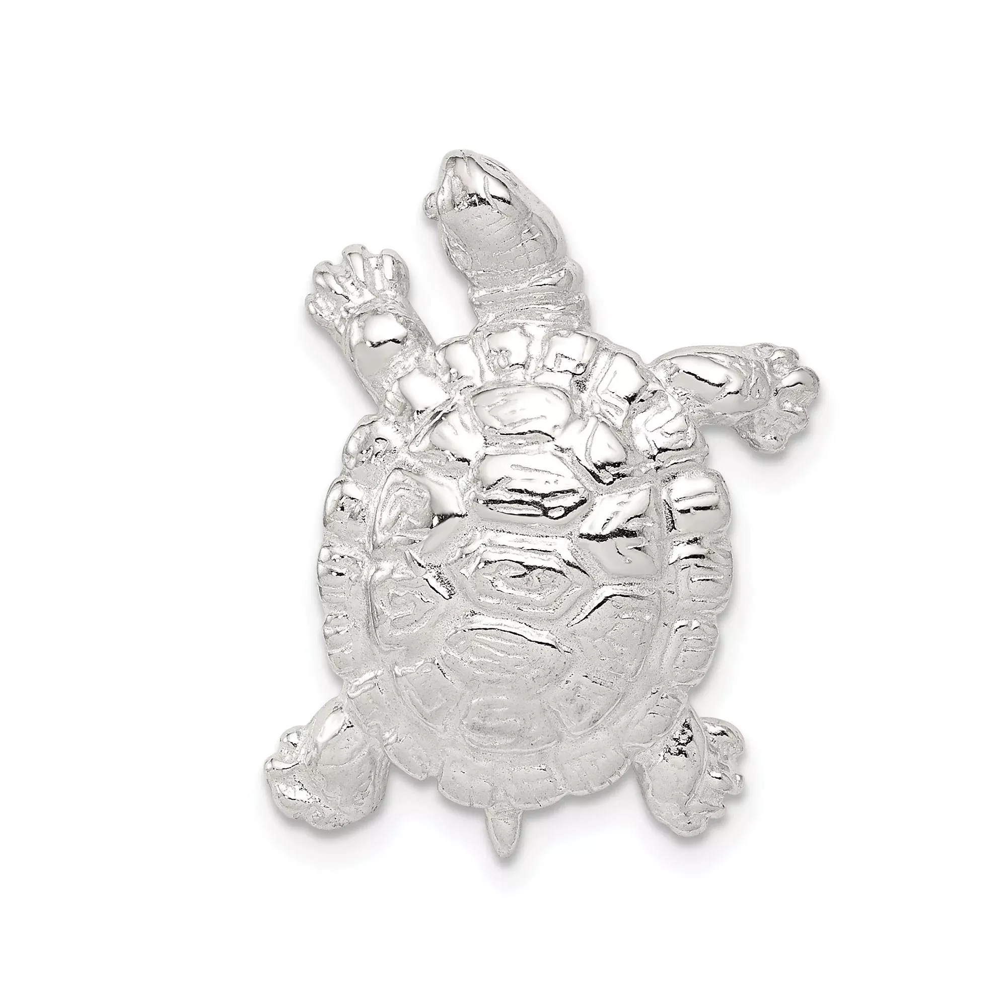 Sterling Silver Turtle Pendant, Detailed Tortoise Design, Ocean-Inspired Nature Jewelry