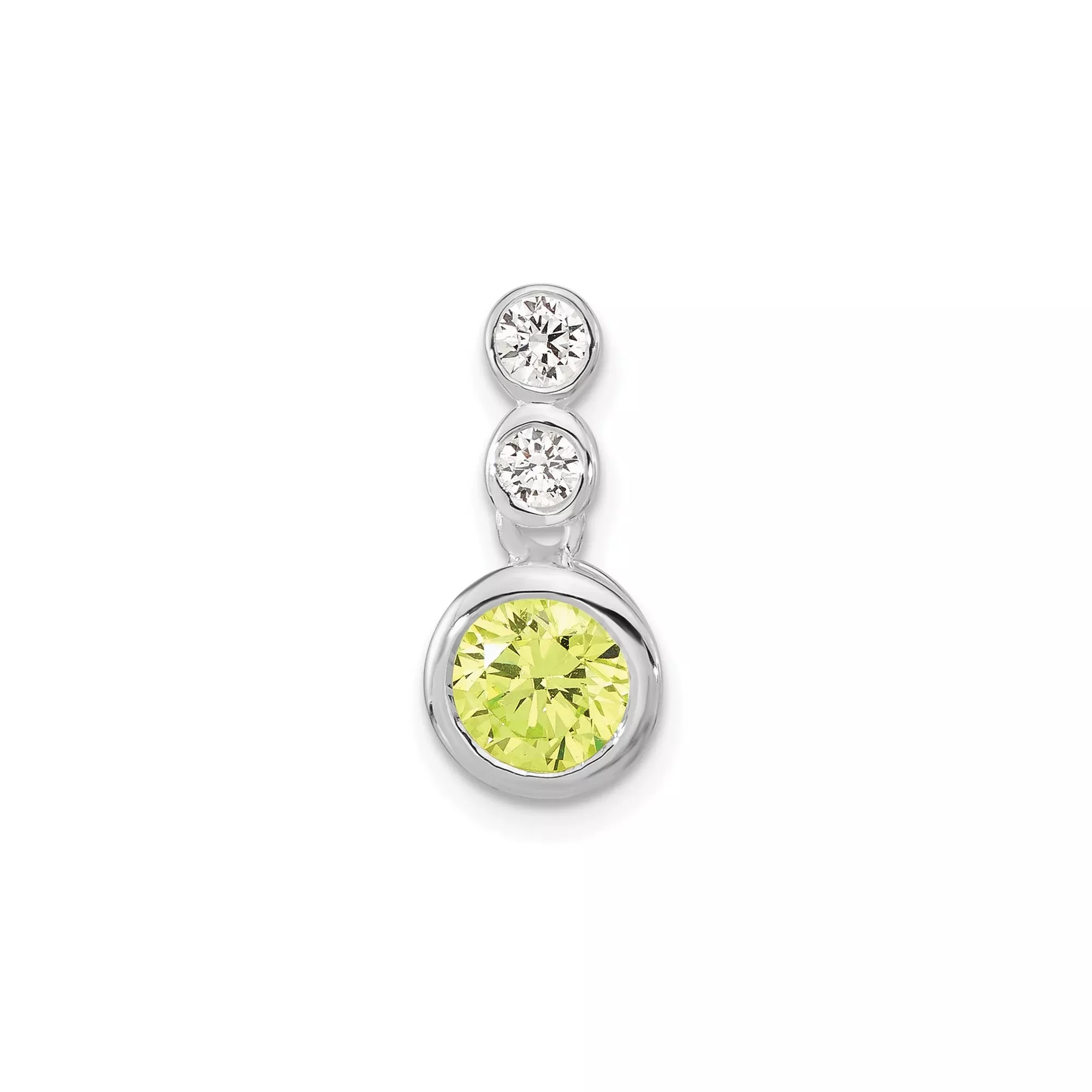 Sterling Silver Vertical Pendant with Cubic Zirconia, Bezel Set Minimalist Design for Women