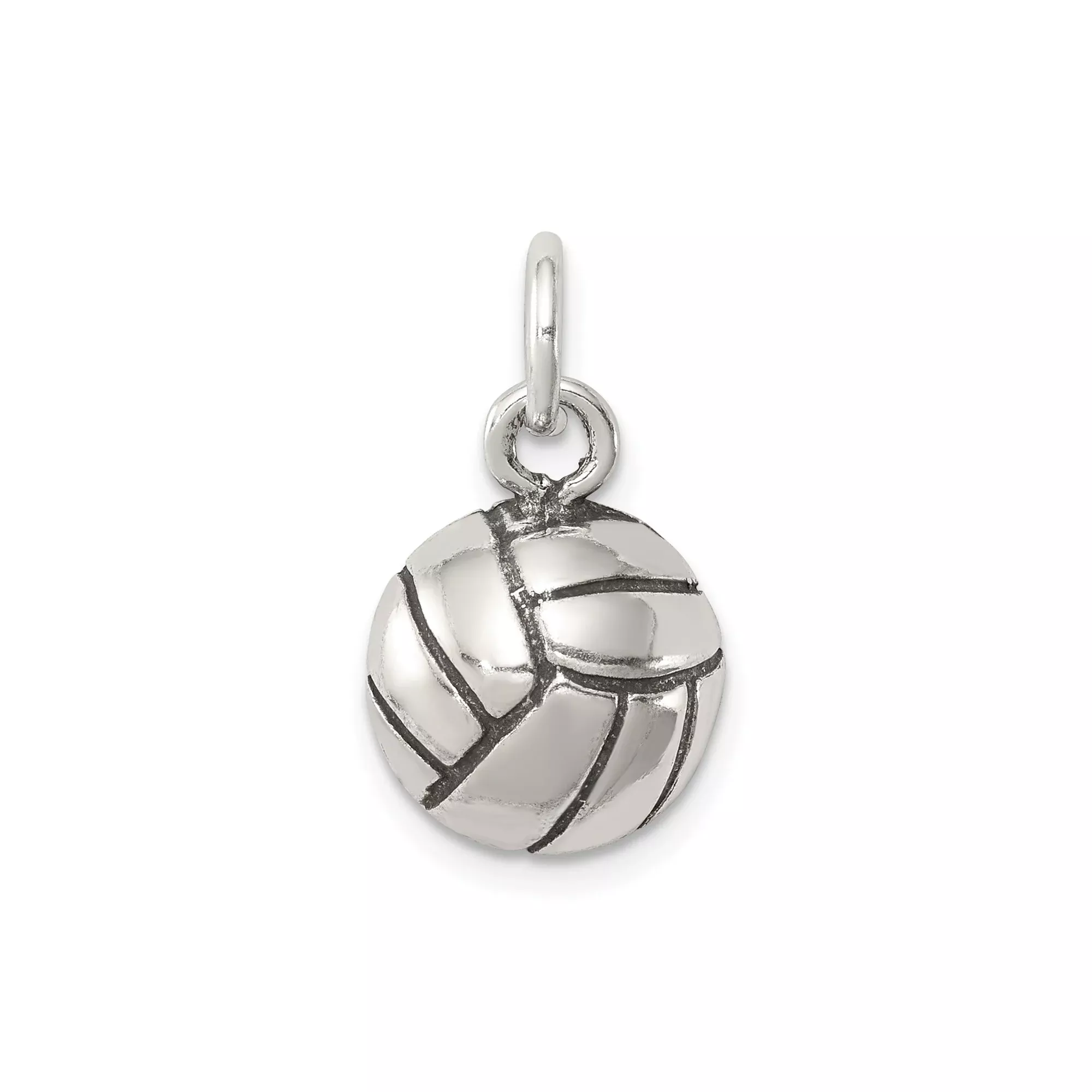 Sterling Silver Volleyball Pendant Charm with 3D Detailed Design for Women or Unisex