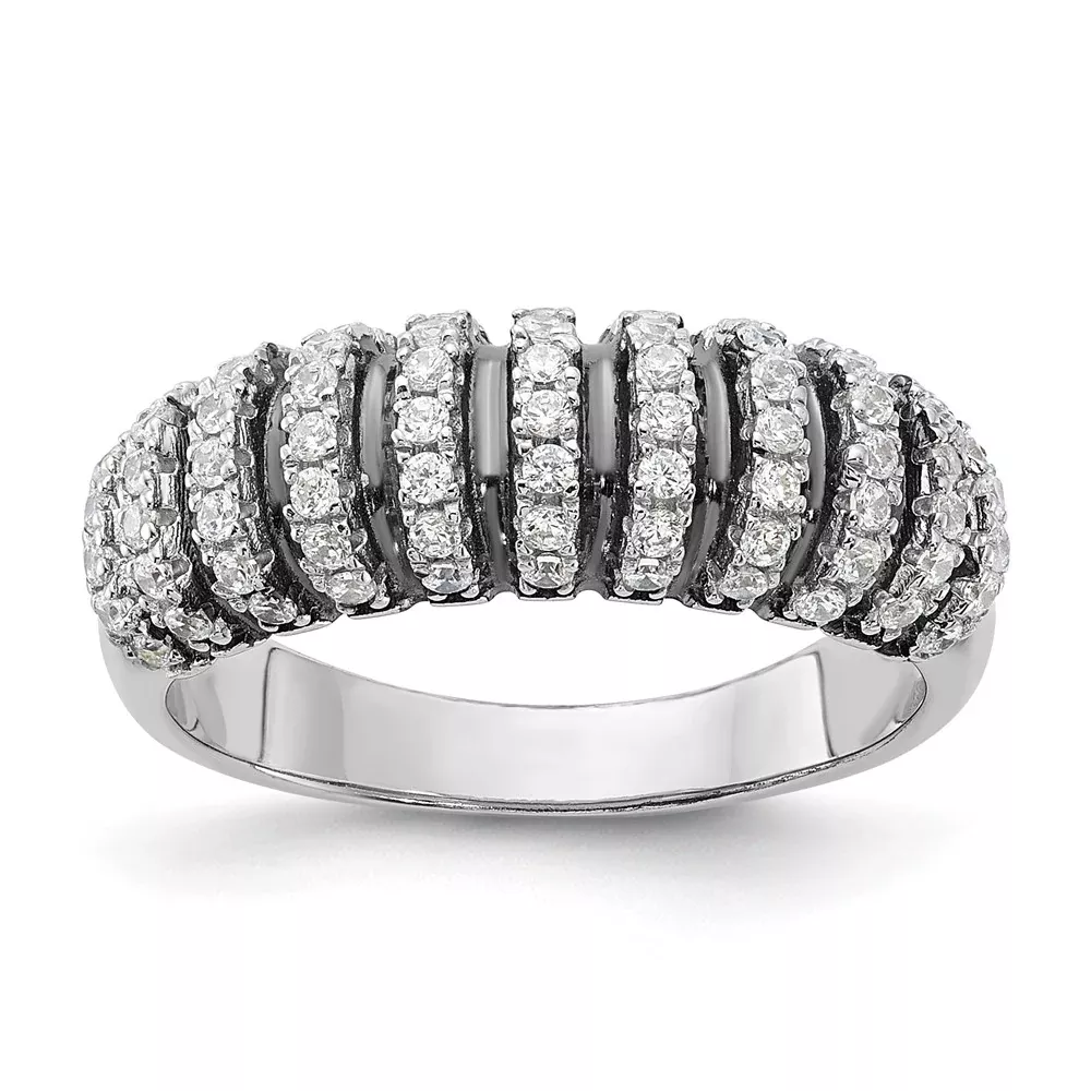 Sterling Silver W / Black Rhodium & Cz Brilliant Embers Ring