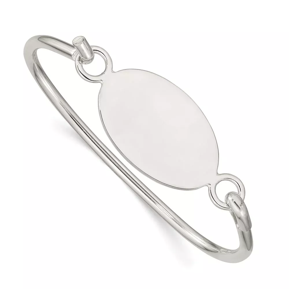 Sterling Silver W/Oval Id Plate Bangle Bracelet