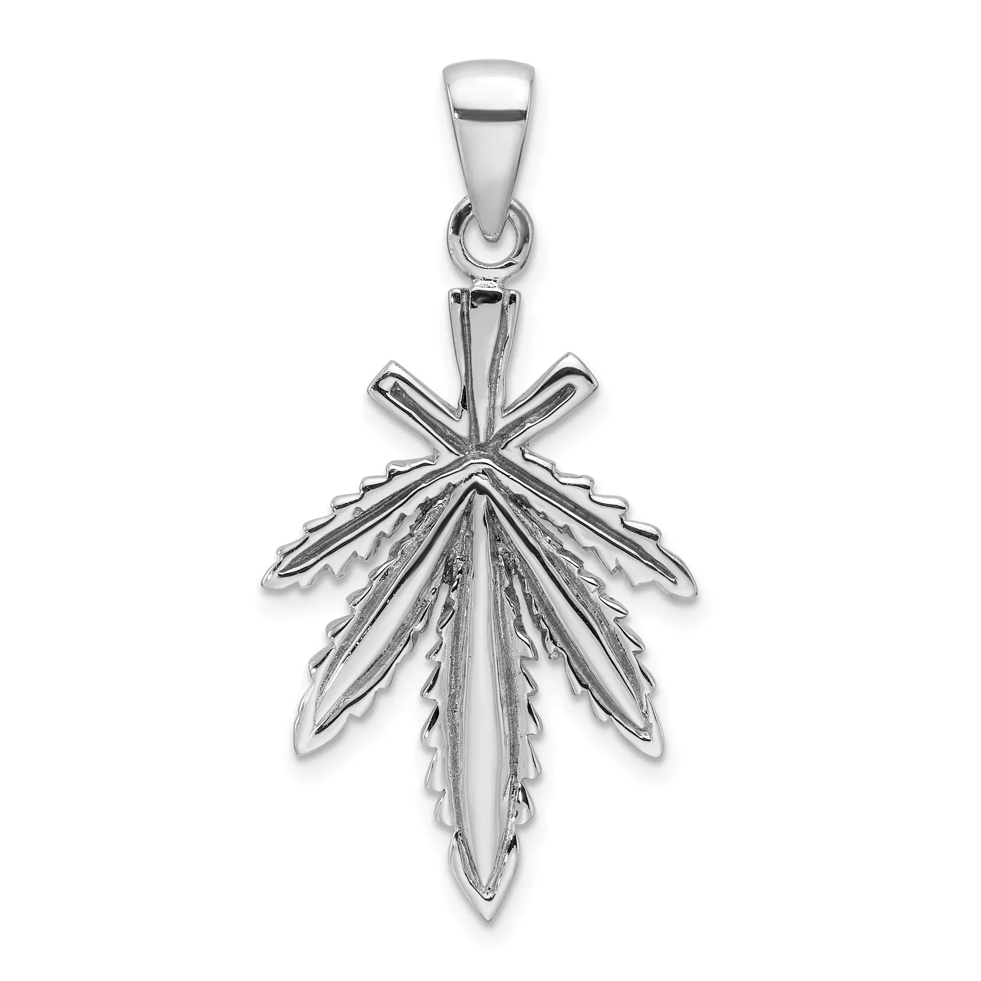 Sterling Silver Weed Pendant with Detailed Cannabis Leaf Design, Unisex 420 Jewelry